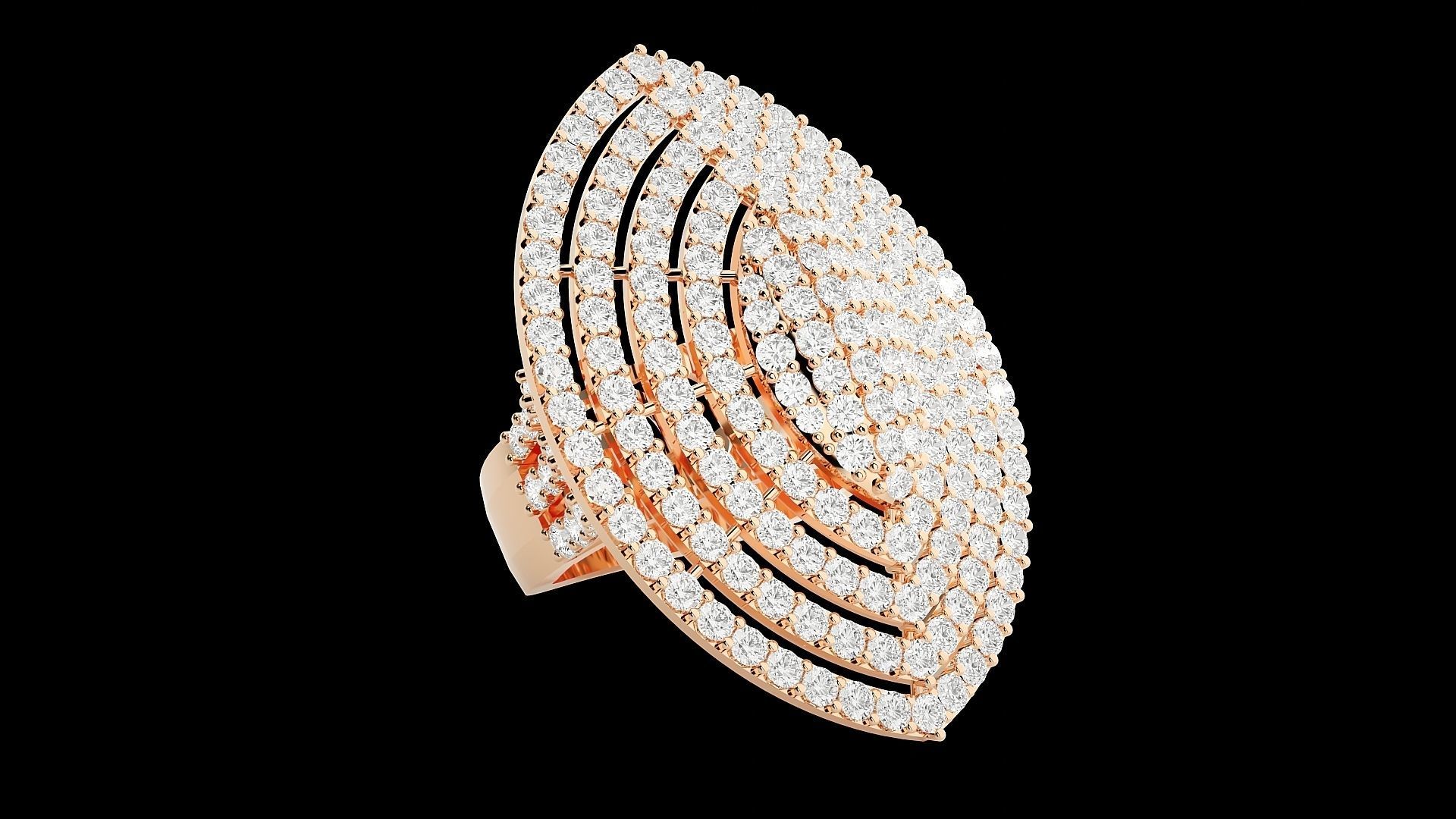 High Jewelry Cocktail Ring 3dm stl renders details 3D print model_10