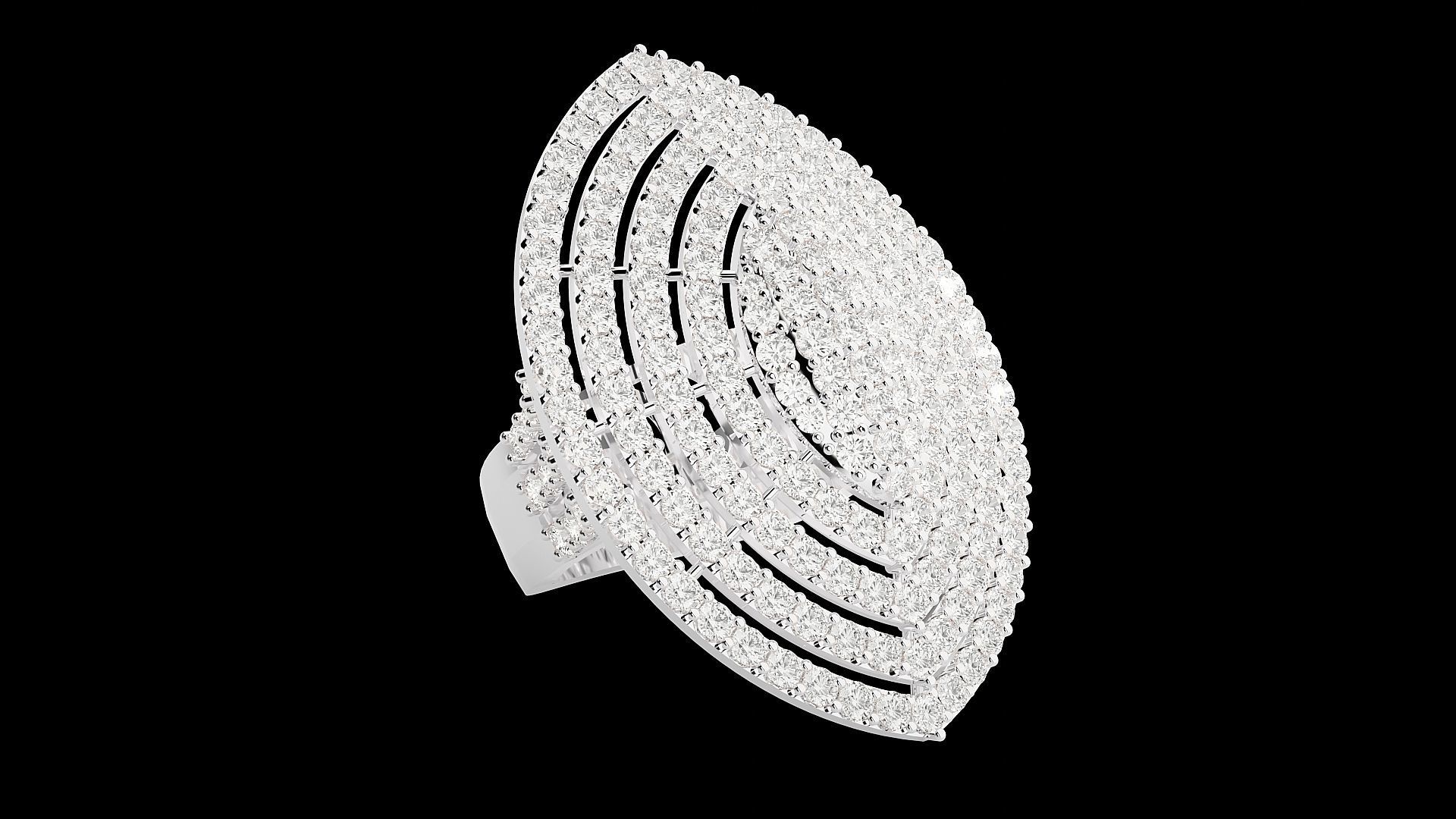 High Jewelry Cocktail Ring 3dm stl renders details 3D print model_21