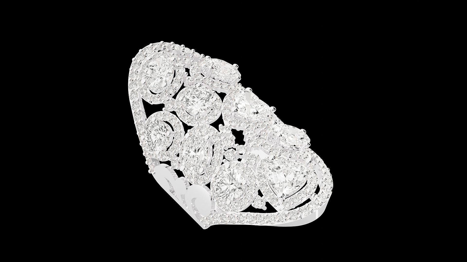 High Jewelry Cocktail Ring 3dm stl renders details 3D print model_23