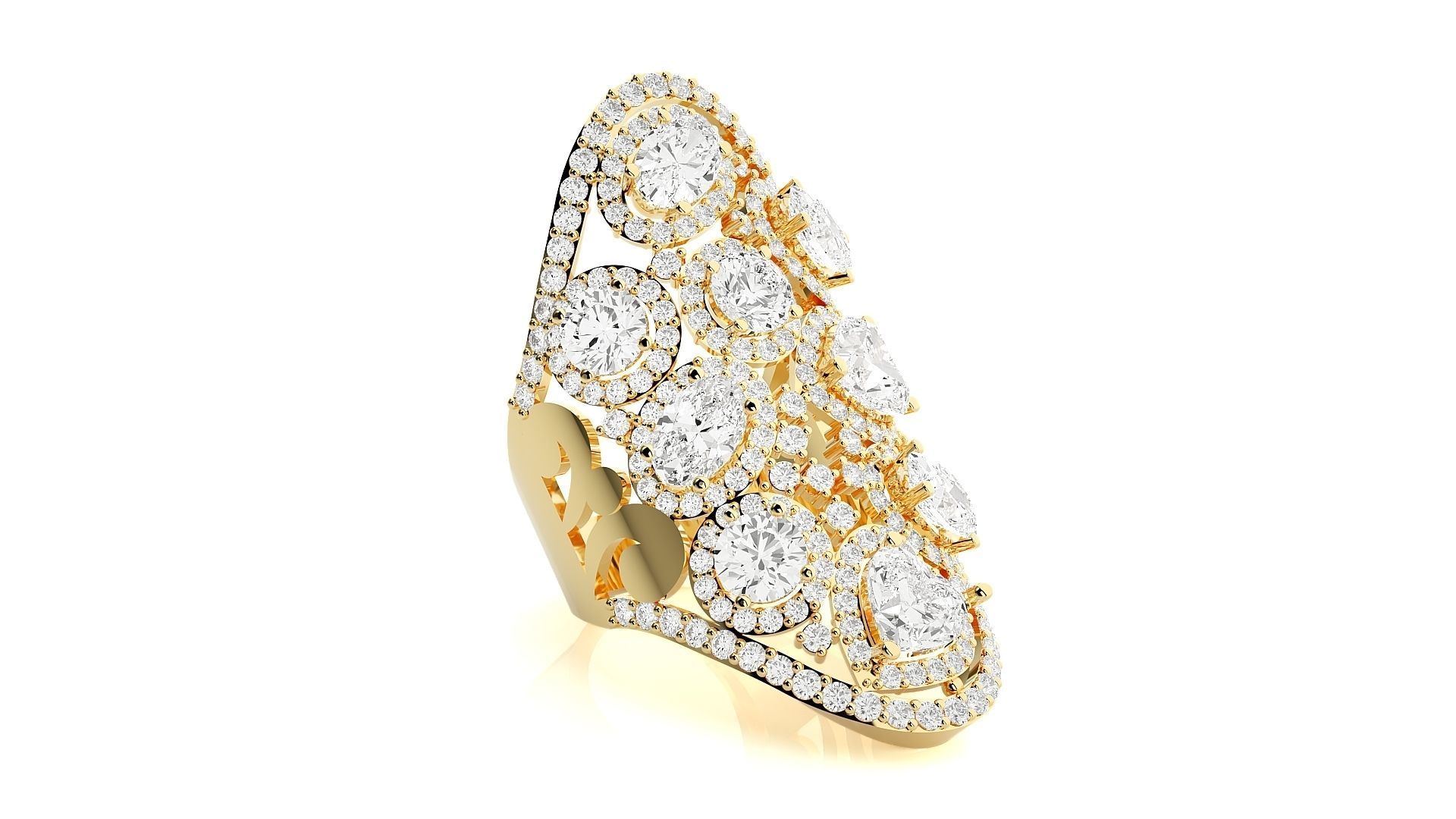 High Jewelry Cocktail Ring 3dm stl renders details 3D print model_26