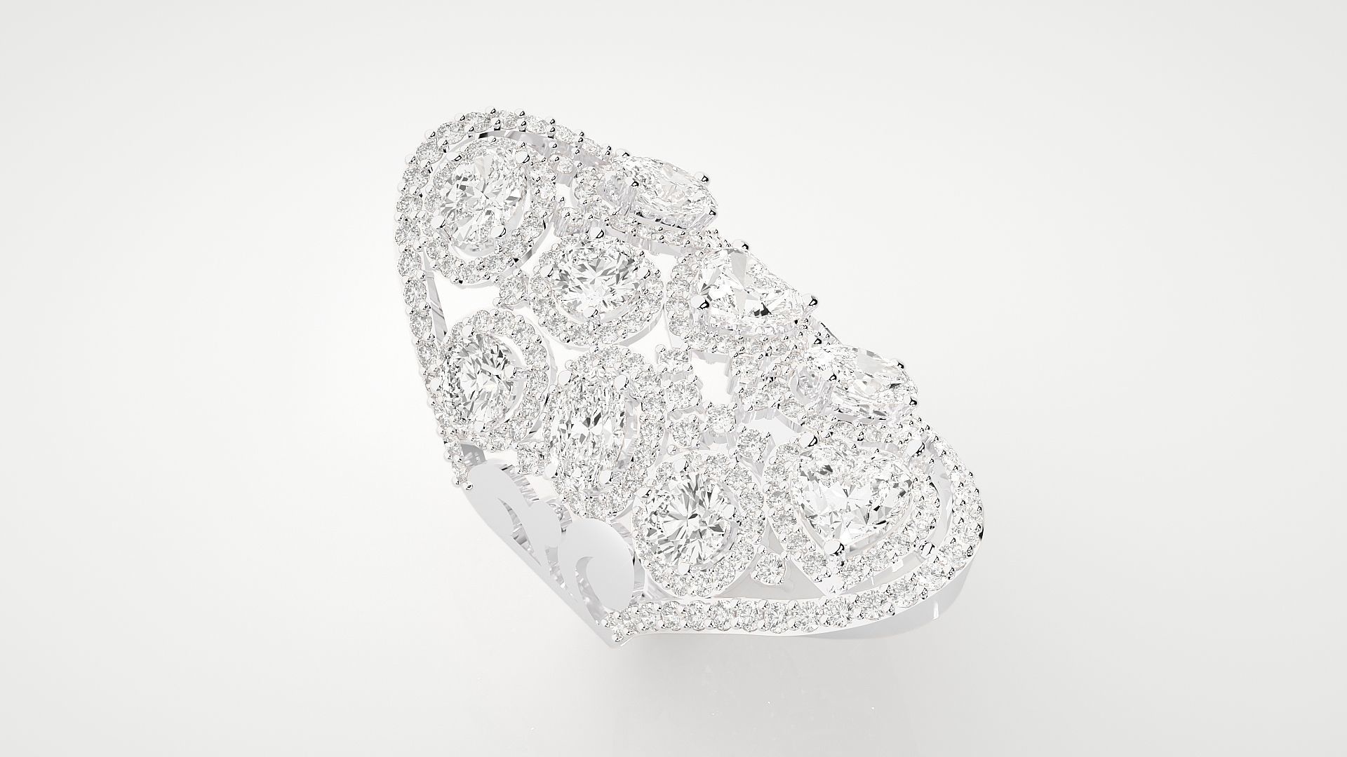 High Jewelry Cocktail Ring 3dm stl renders details 3D print model_17