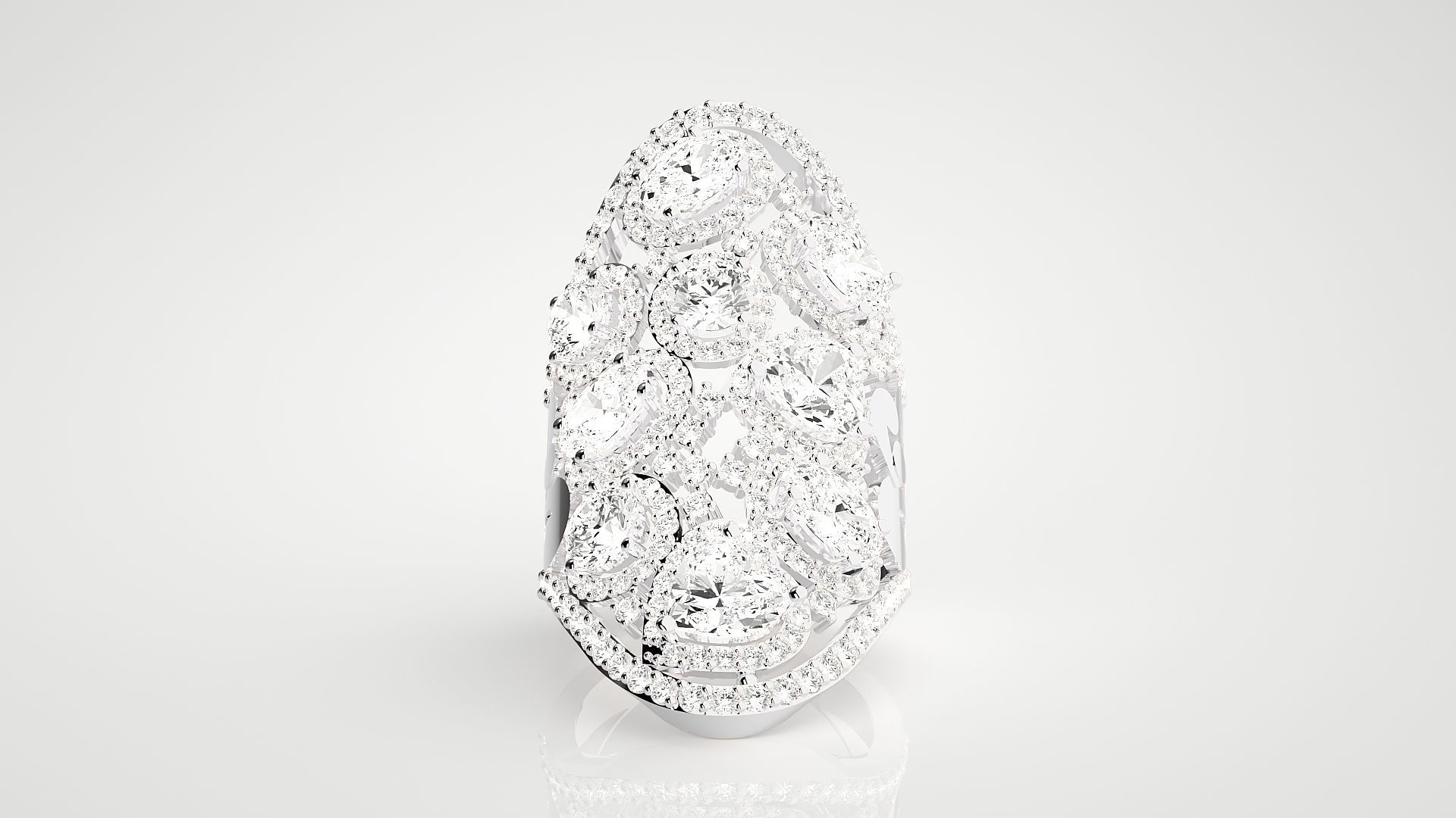 High Jewelry Cocktail Ring 3dm stl renders details 3D print model_13