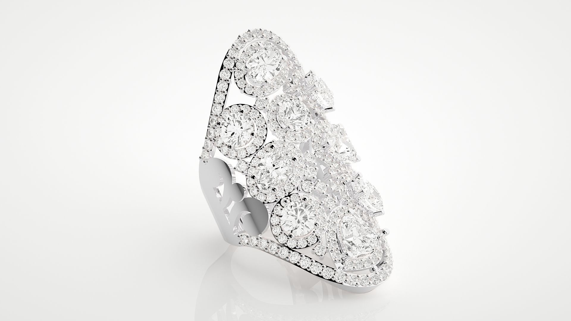 High Jewelry Cocktail Ring 3dm stl renders details 3D print model_15