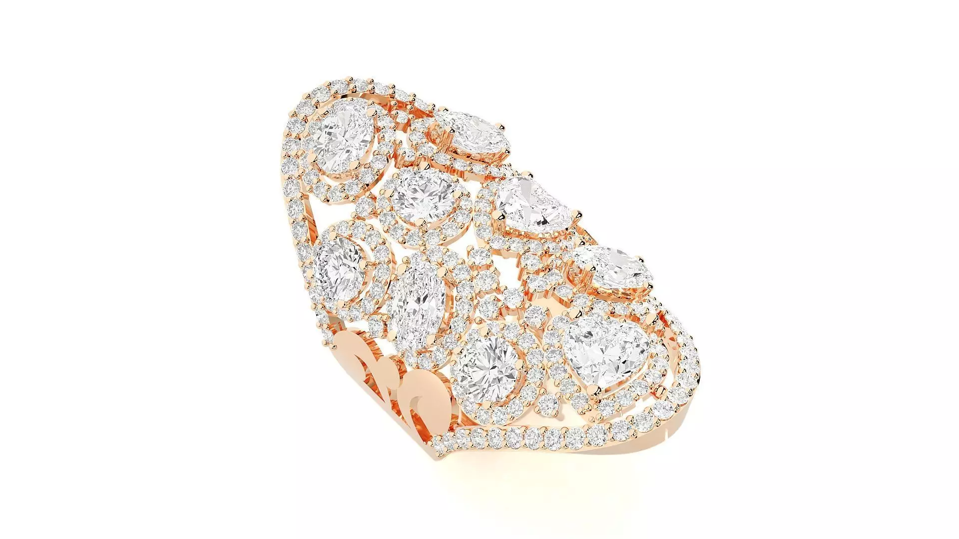 High Jewelry Cocktail Ring 3dm stl renders details 3D print model_0