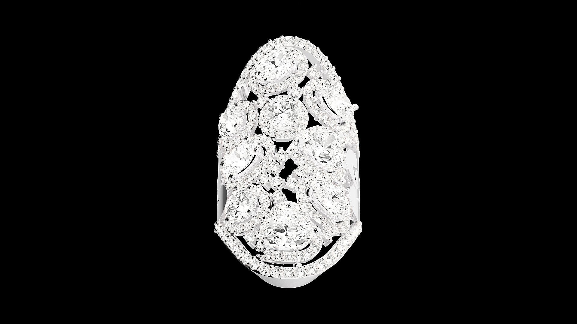 High Jewelry Cocktail Ring 3dm stl renders details 3D print model_19