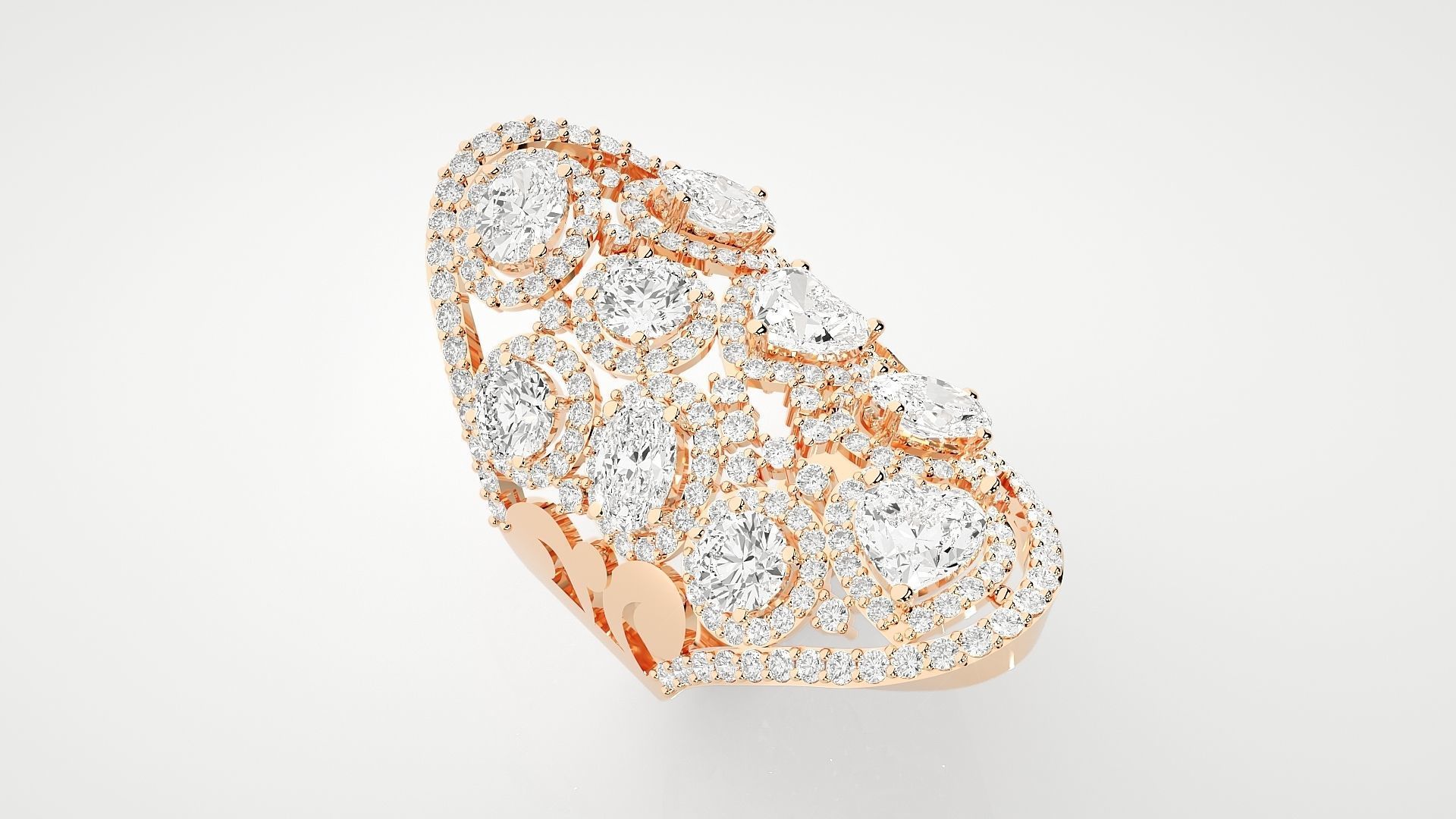 High Jewelry Cocktail Ring 3dm stl renders details 3D print model_5