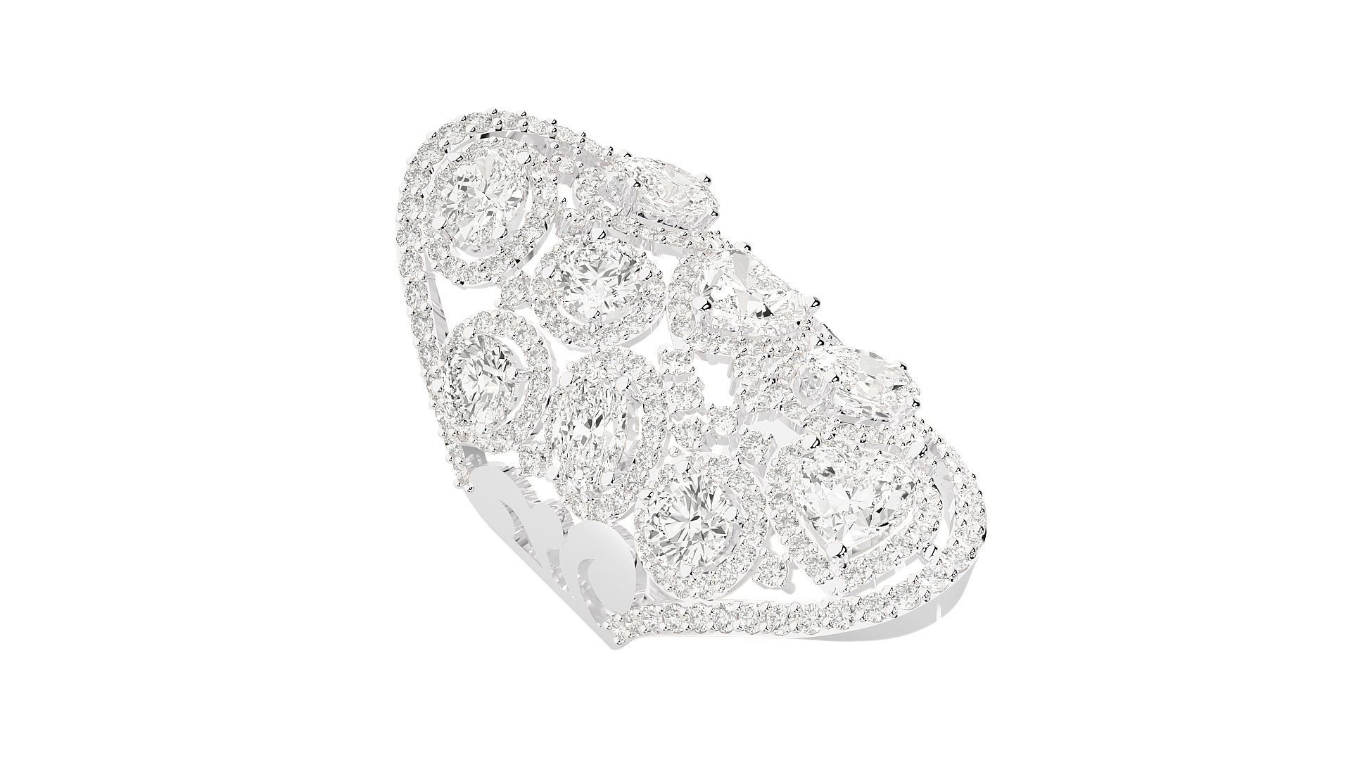 High Jewelry Cocktail Ring 3dm stl renders details 3D print model_16