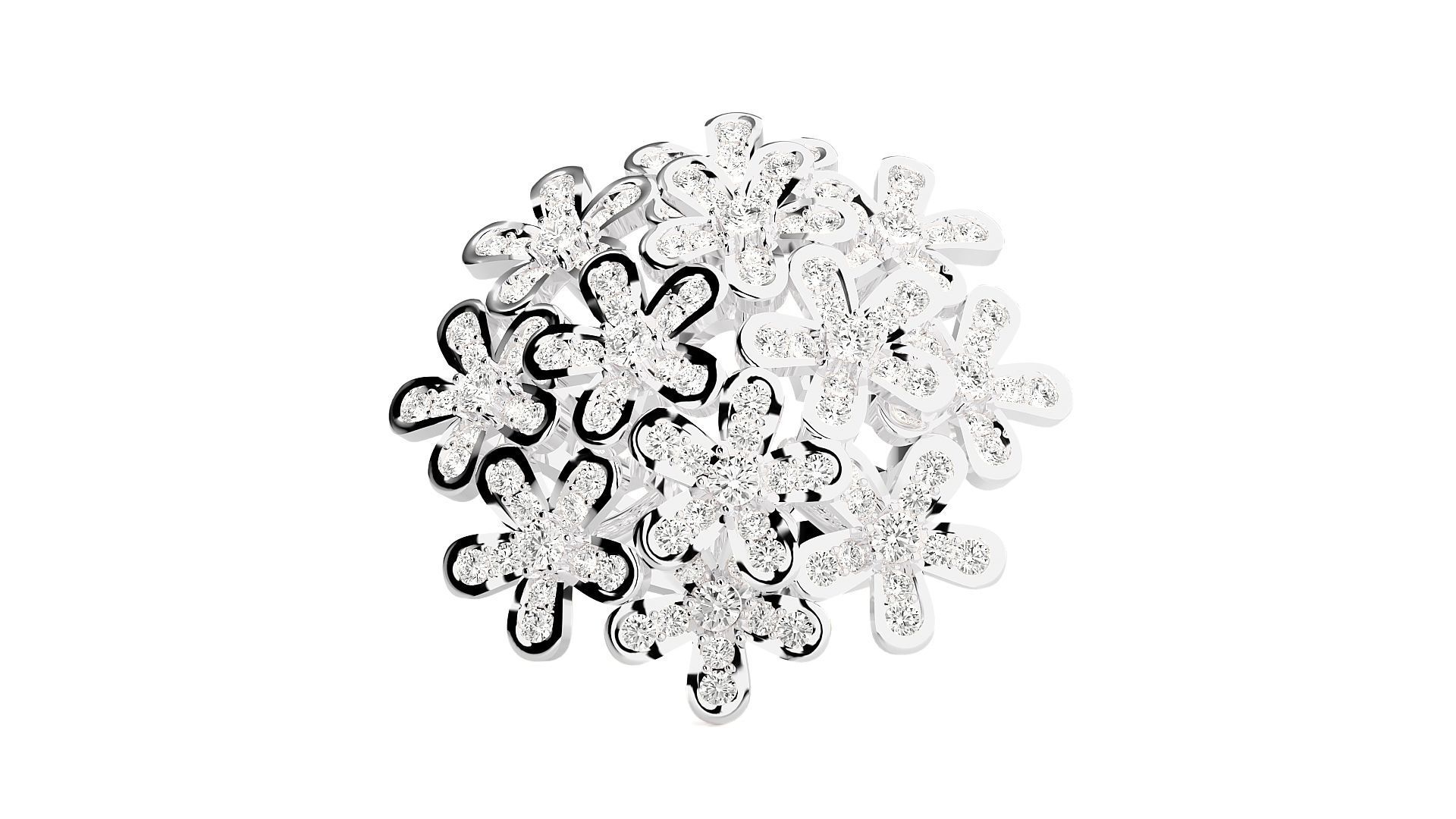 Flower High Jewelry Cocktail Ring 3dm stl renders details 3D print model_12