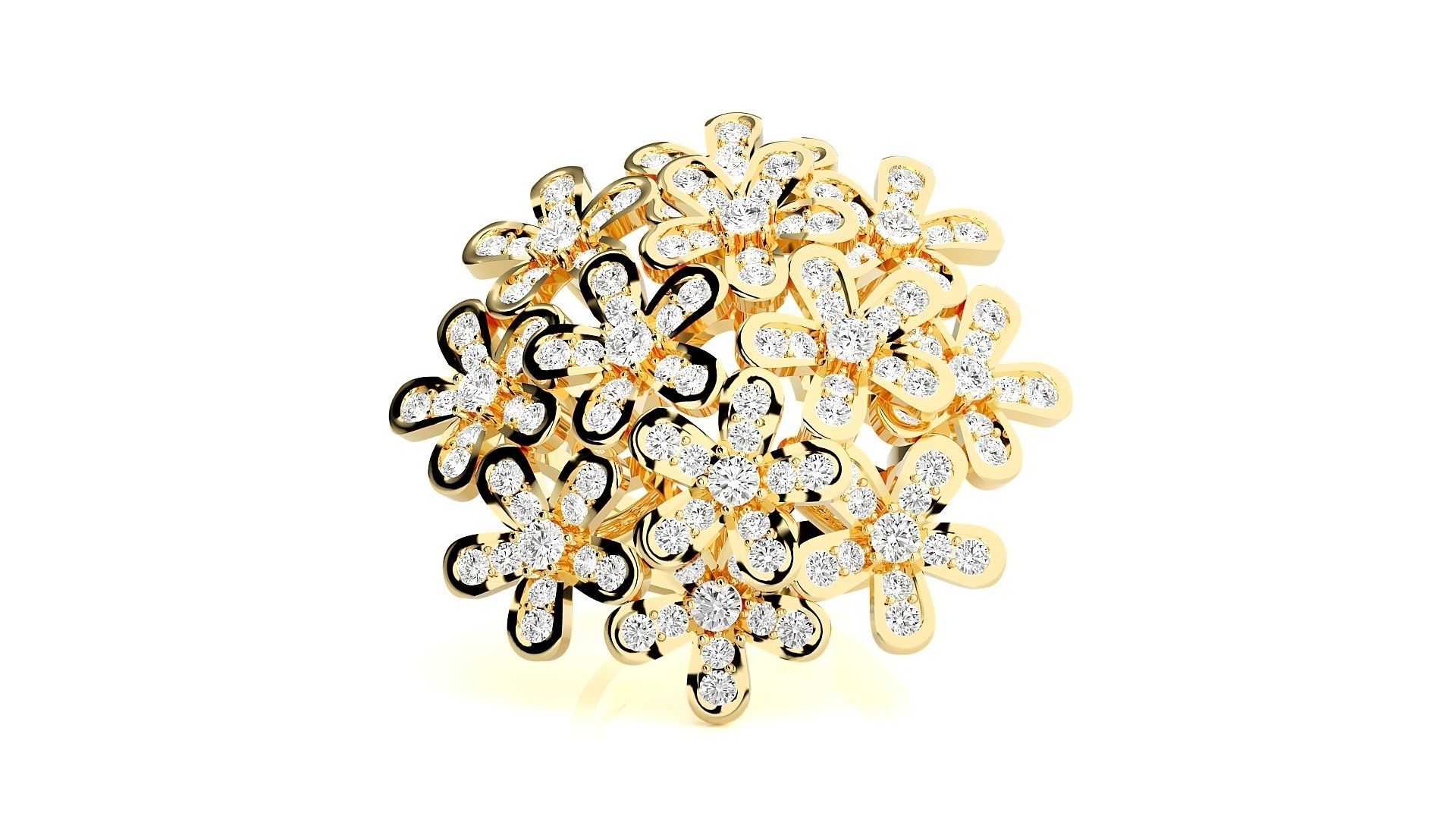 Flower High Jewelry Cocktail Ring 3dm stl renders details 3D print model_24