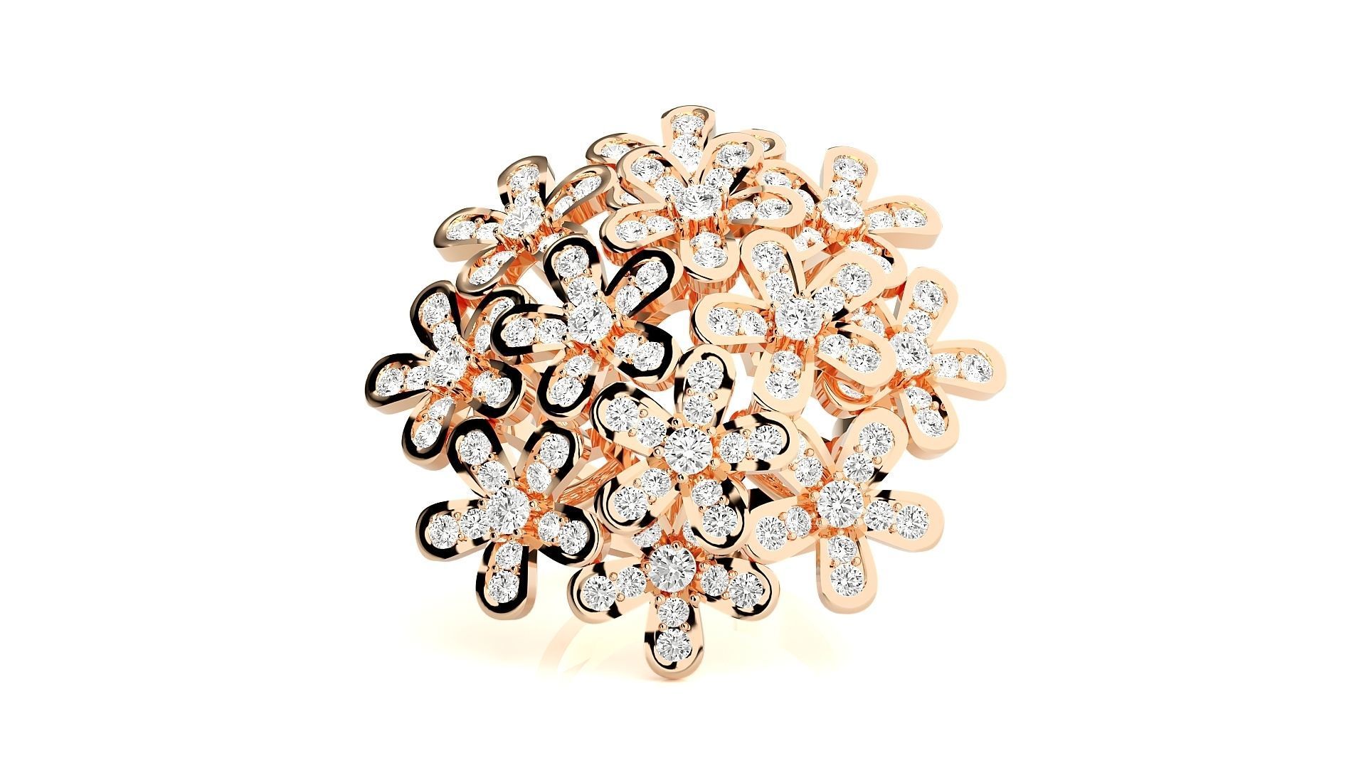 Flower High Jewelry Cocktail Ring 3dm stl renders details 3D print model_1