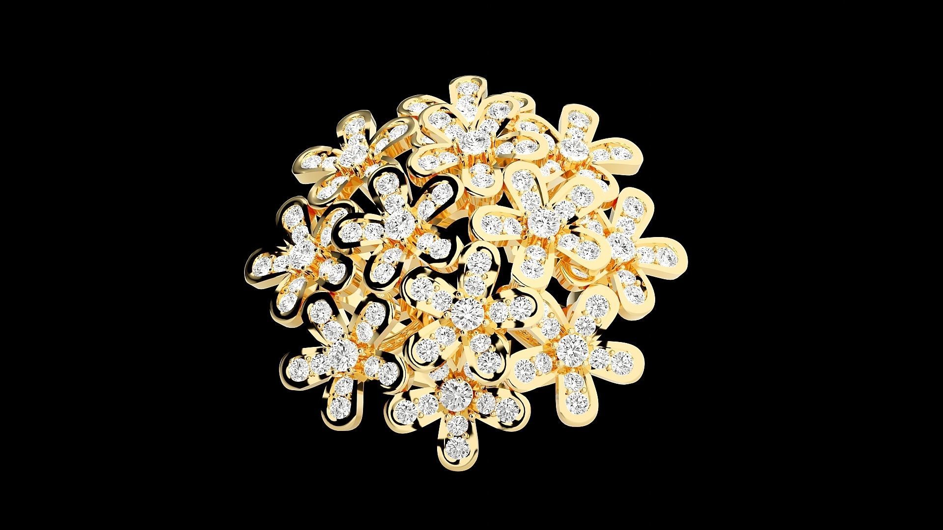 Flower High Jewelry Cocktail Ring 3dm stl renders details 3D print model_30