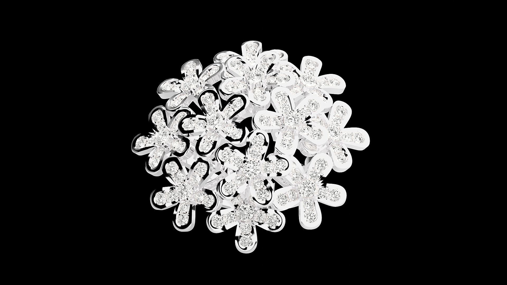 Flower High Jewelry Cocktail Ring 3dm stl renders details 3D print model_19