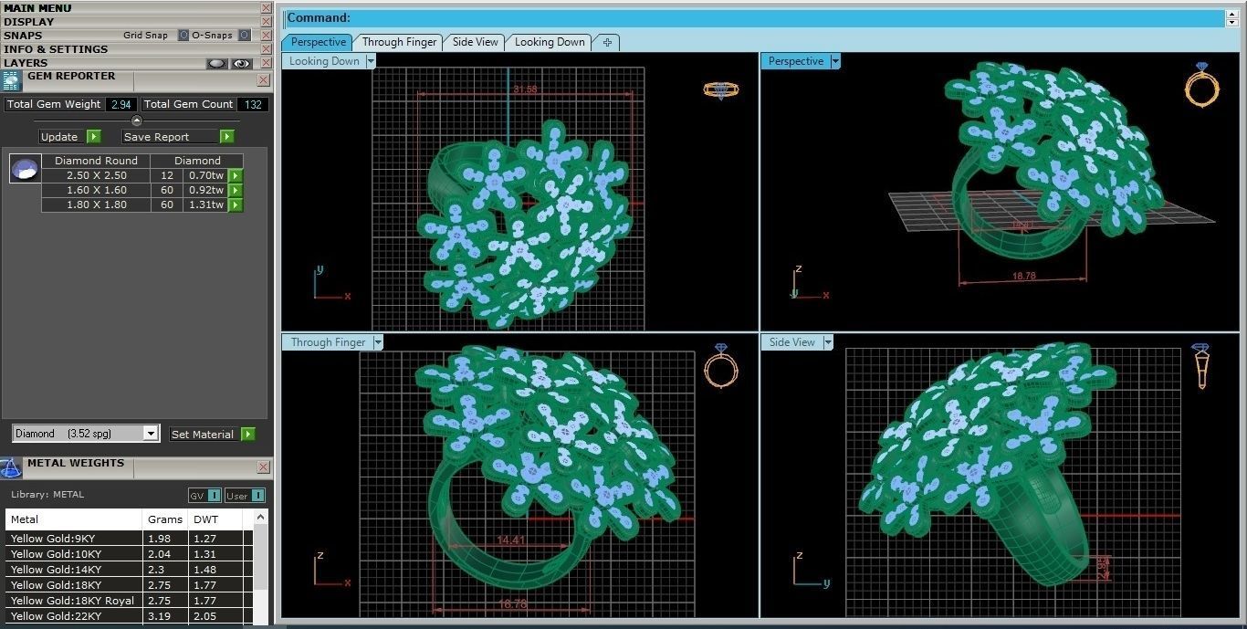 Flower High Jewelry Cocktail Ring 3dm stl renders details 3D print model_36