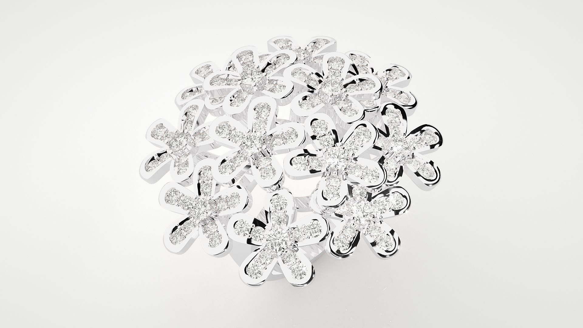 Flower High Jewelry Cocktail Ring 3dm stl renders details 3D print model_17