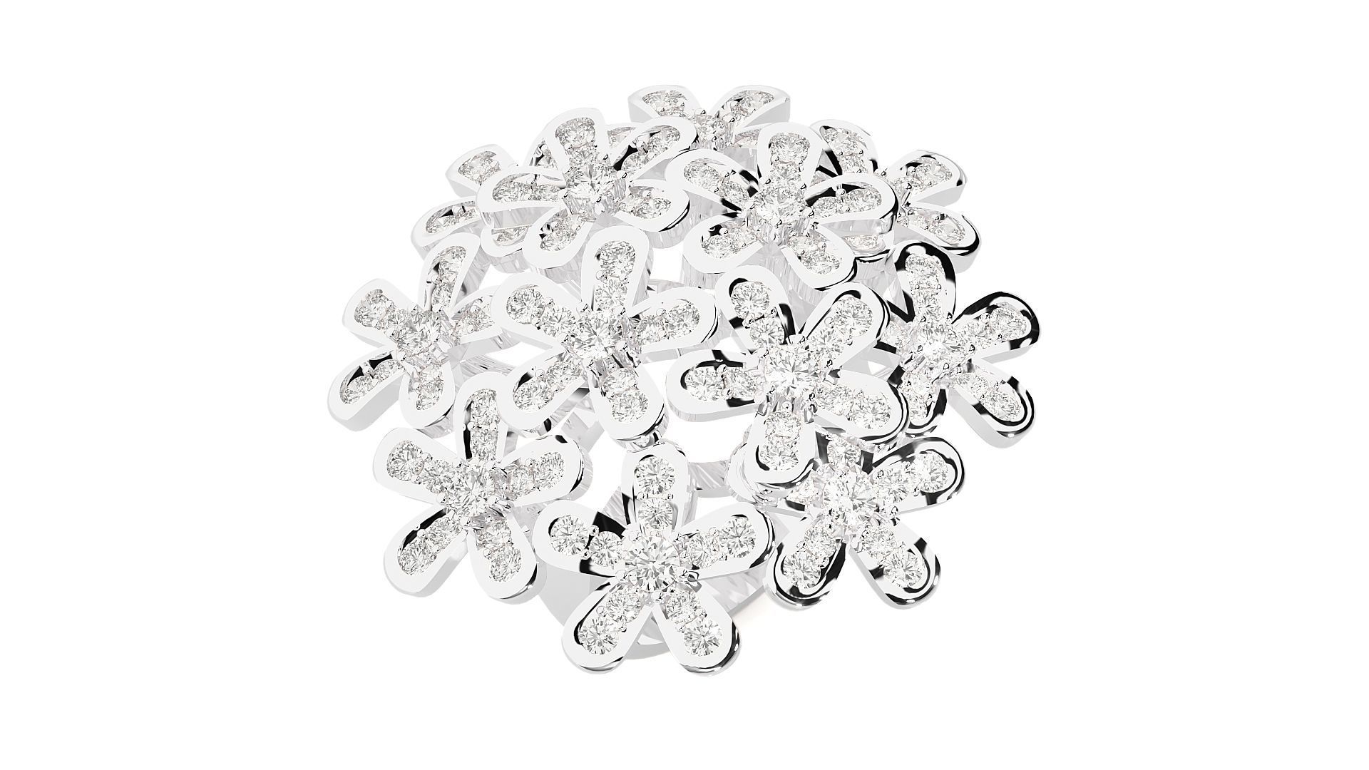 Flower High Jewelry Cocktail Ring 3dm stl renders details 3D print model_16
