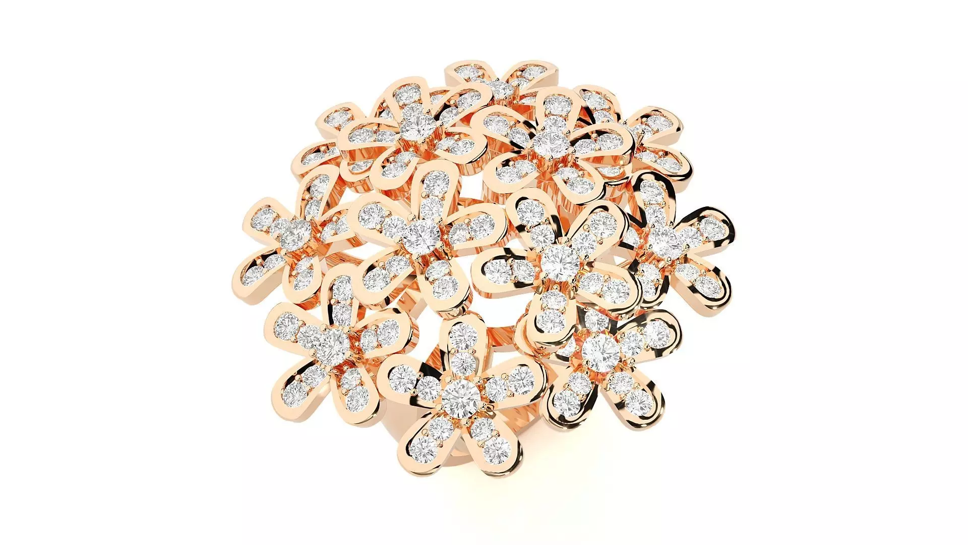 Flower High Jewelry Cocktail Ring 3dm stl renders details 3D print model_0