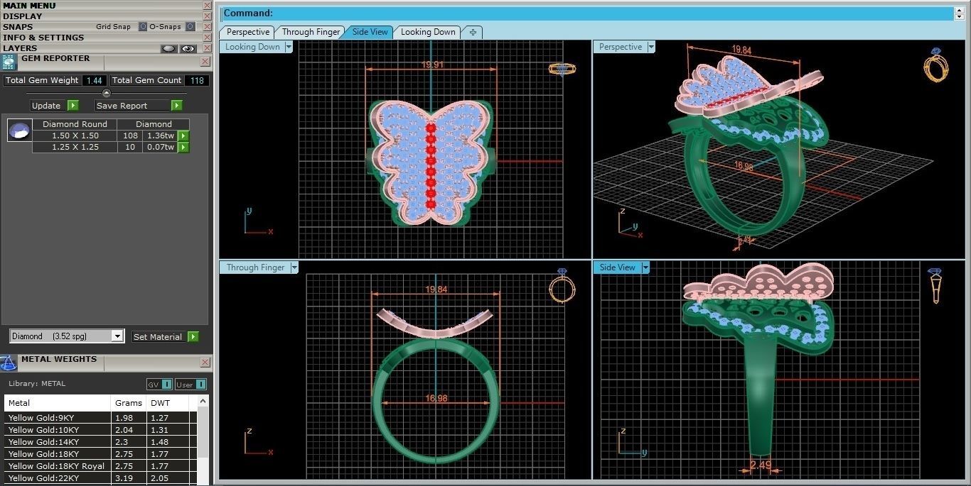 Butterfly High Jewelry Cocktail Ring 3dm stl renders details 3D print model_4