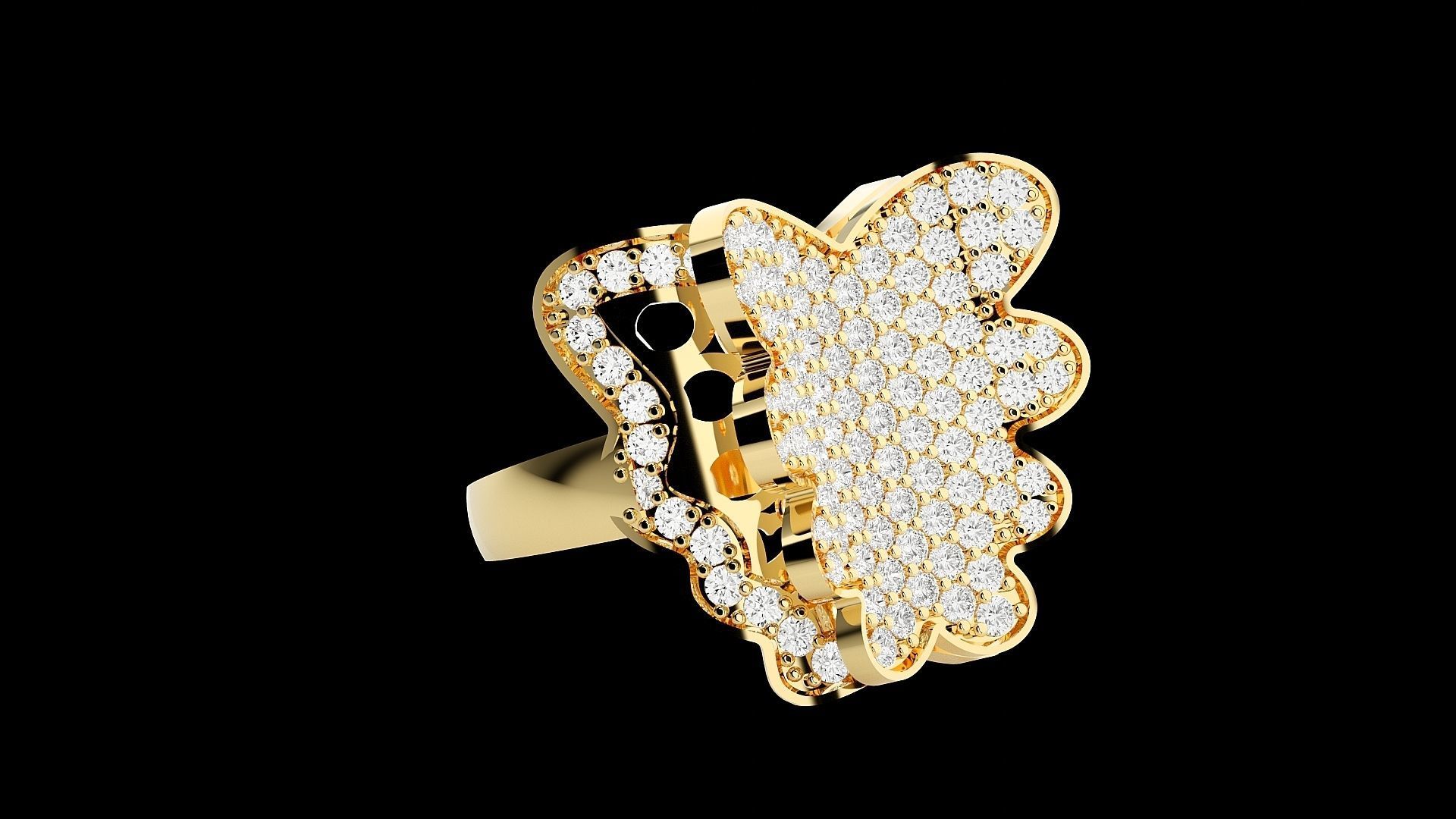 Butterfly High Jewelry Cocktail Ring 3dm stl renders details 3D print model_17