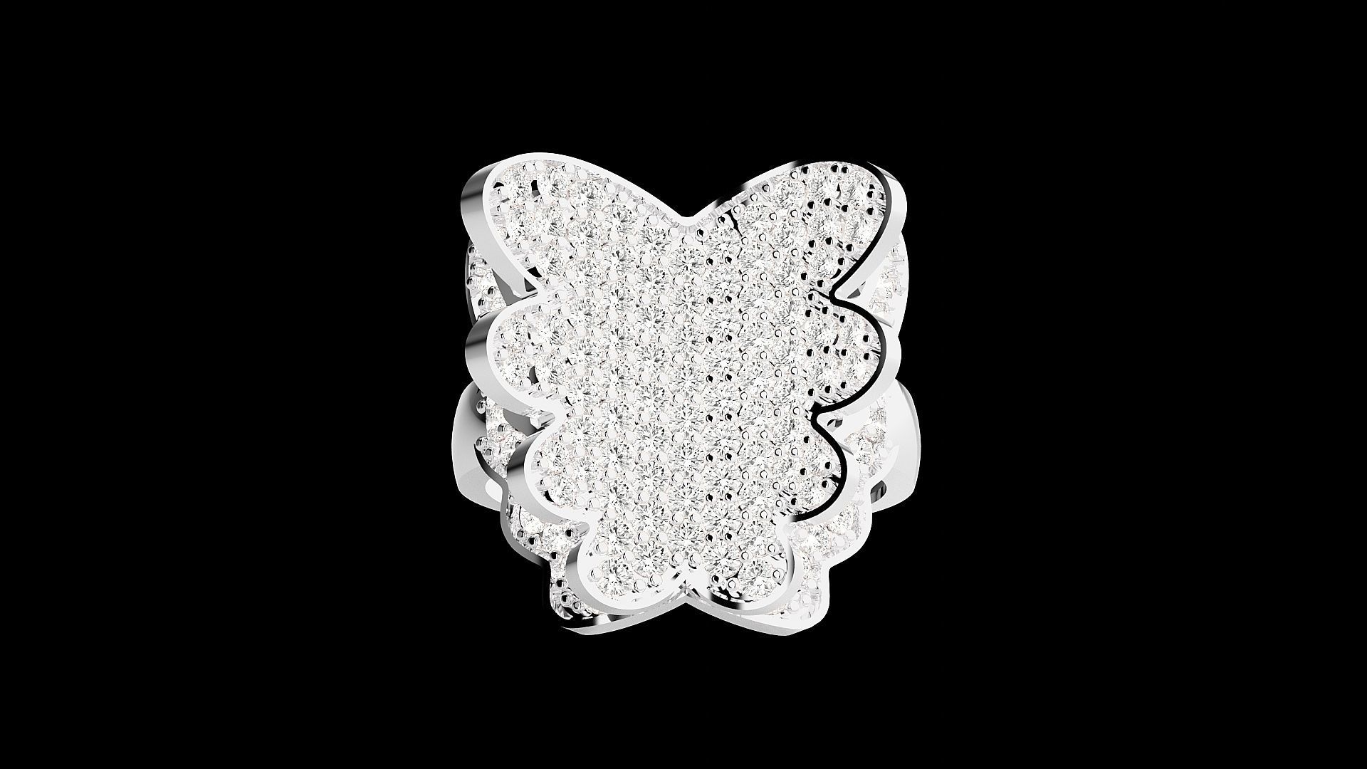 Butterfly High Jewelry Cocktail Ring 3dm stl renders details 3D print model_10