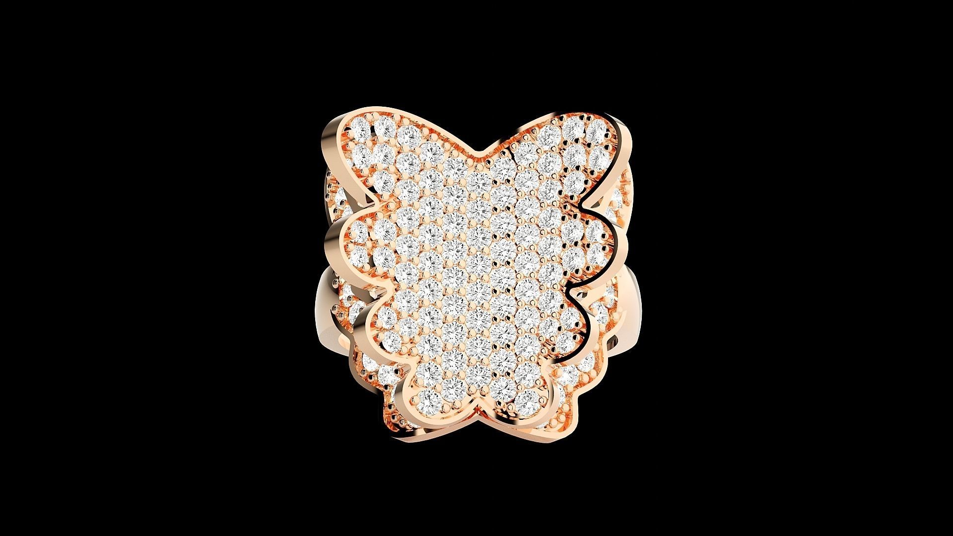 Butterfly High Jewelry Cocktail Ring 3dm stl renders details 3D print model_3