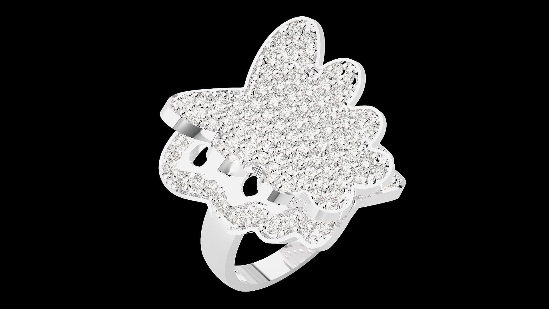 Butterfly High Jewelry Cocktail Ring 3dm stl renders details 3D print model_12