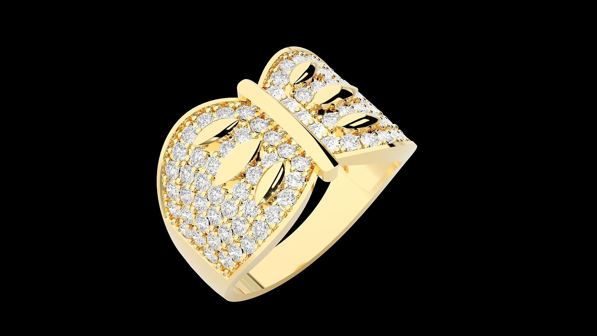 High Jewelry Cocktail Ring 3dm stl renders details 3D print model_35