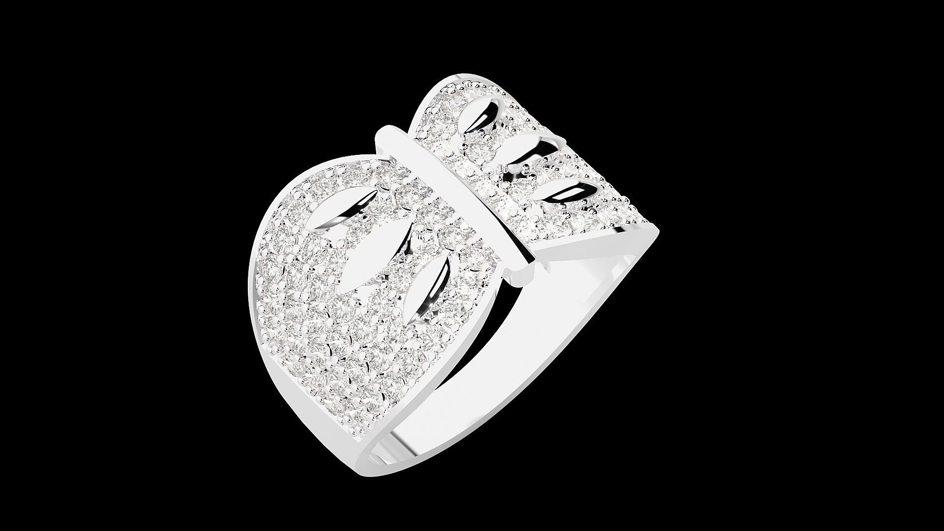 High Jewelry Cocktail Ring 3dm stl renders details 3D print model_23