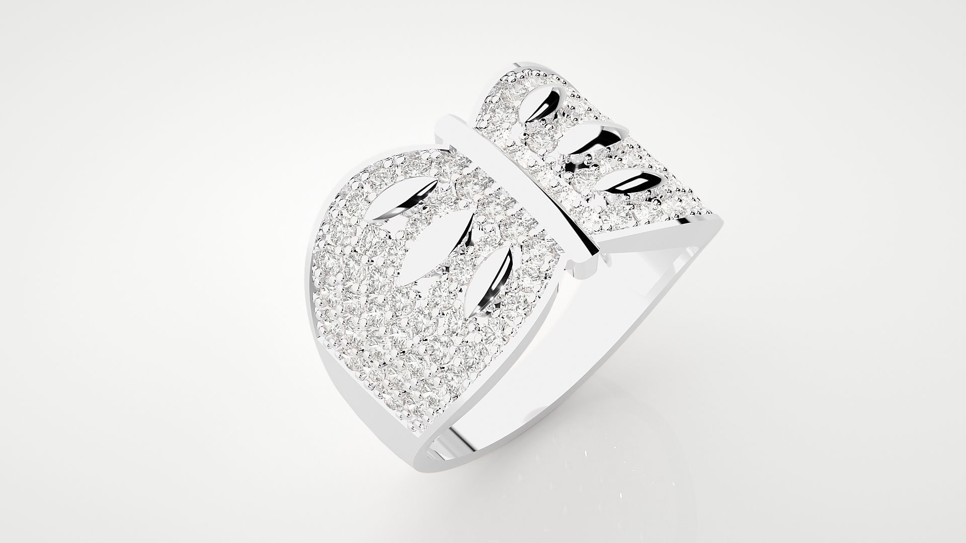 High Jewelry Cocktail Ring 3dm stl renders details 3D print model_18