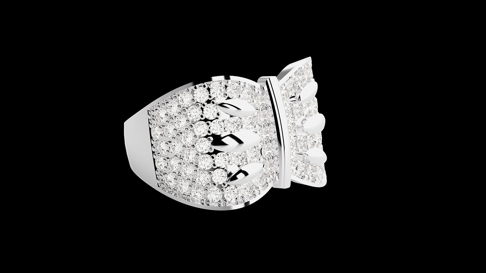 High Jewelry Cocktail Ring 3dm stl renders details 3D print model_21