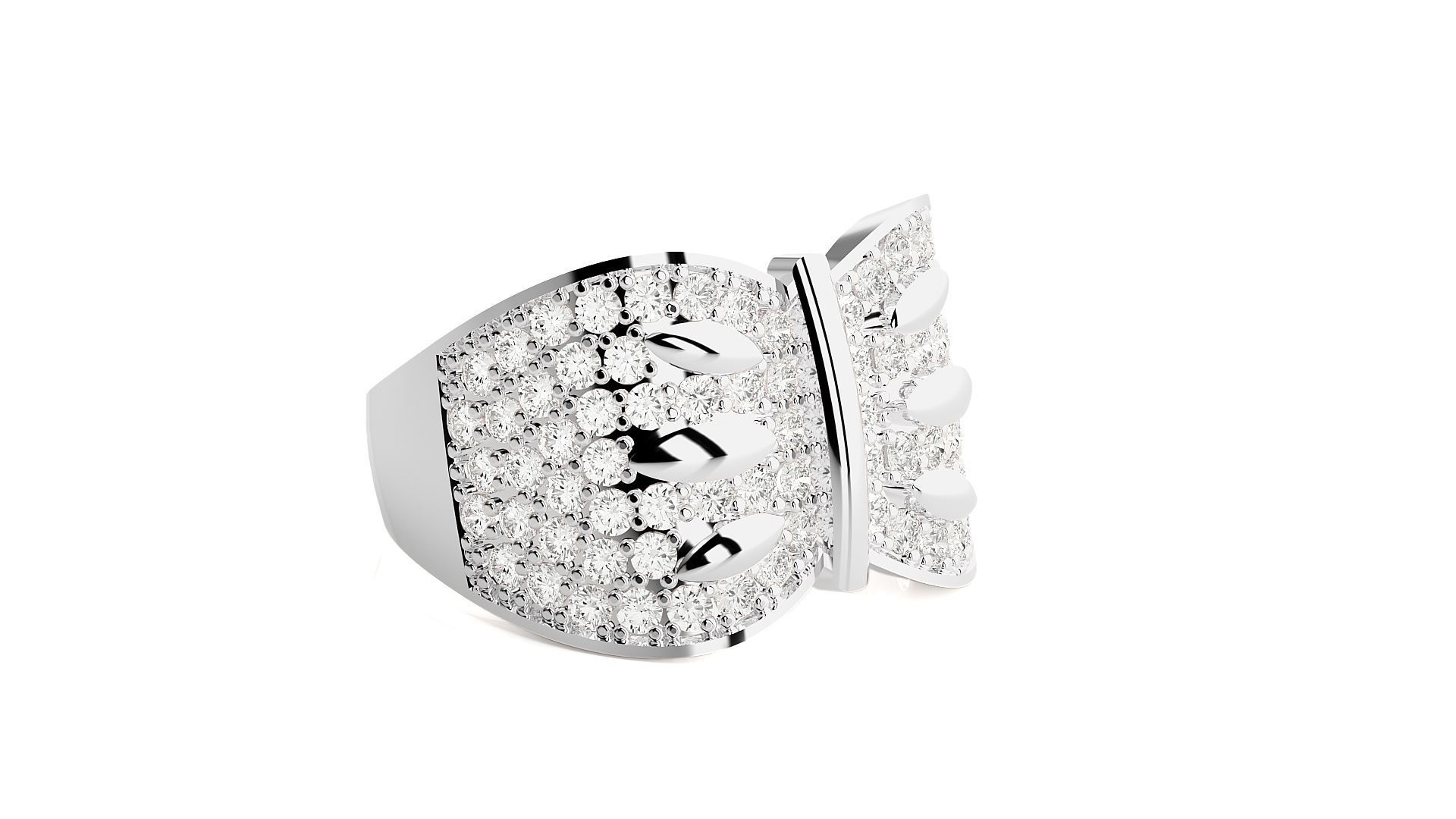 High Jewelry Cocktail Ring 3dm stl renders details 3D print model_15