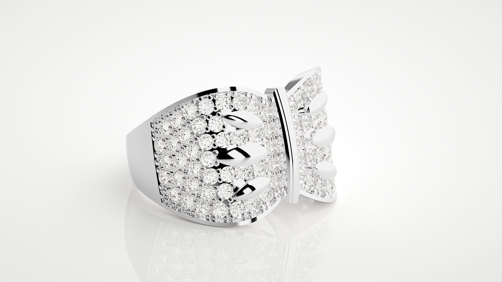 High Jewelry Cocktail Ring 3dm stl renders details 3D print model_16