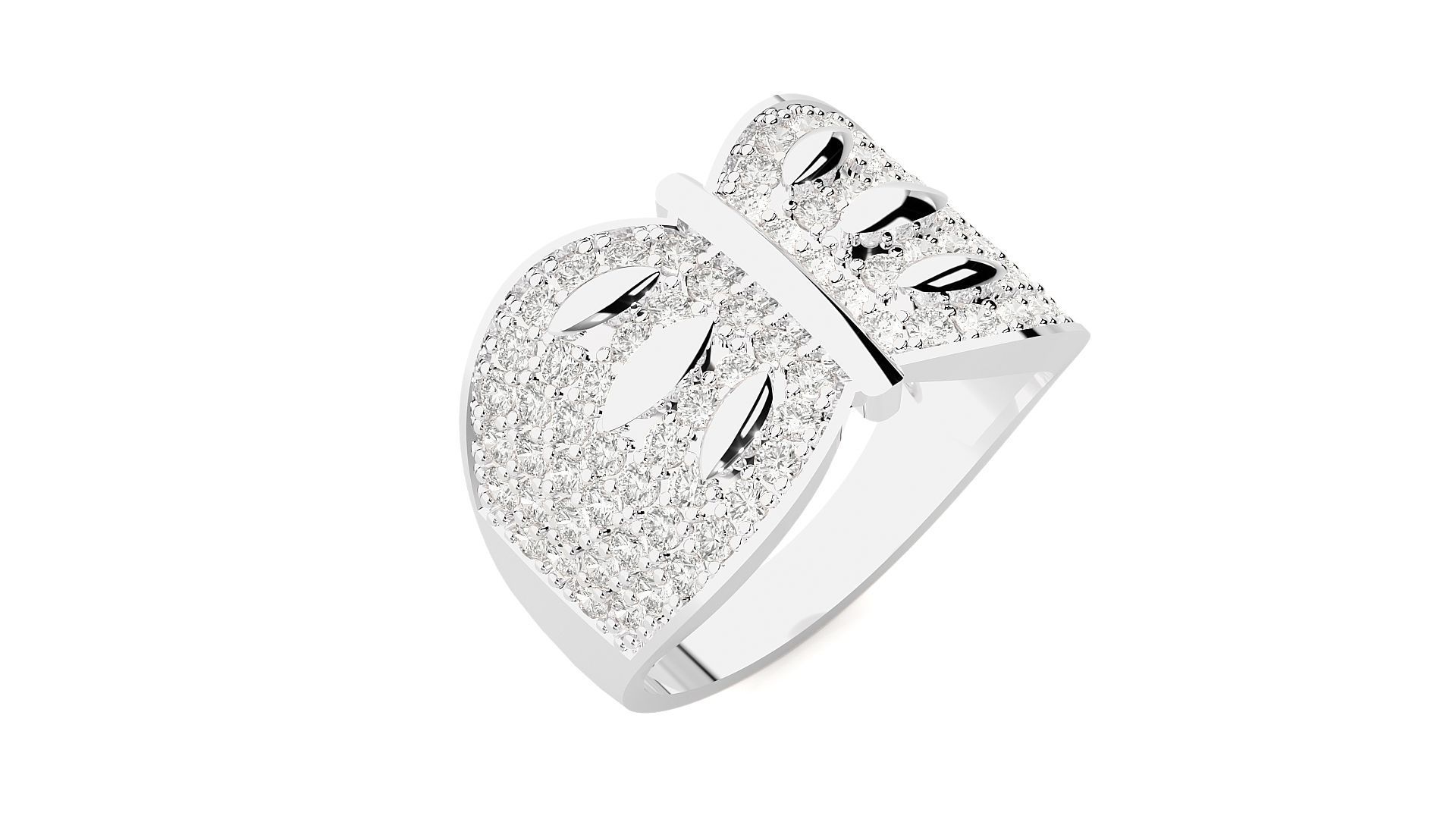 High Jewelry Cocktail Ring 3dm stl renders details 3D print model_17