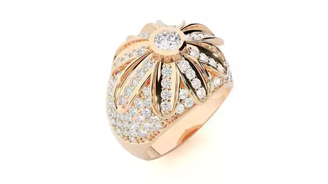 Solitaire Flower Head High Jewelry Cocktail Ring 3dm stl 