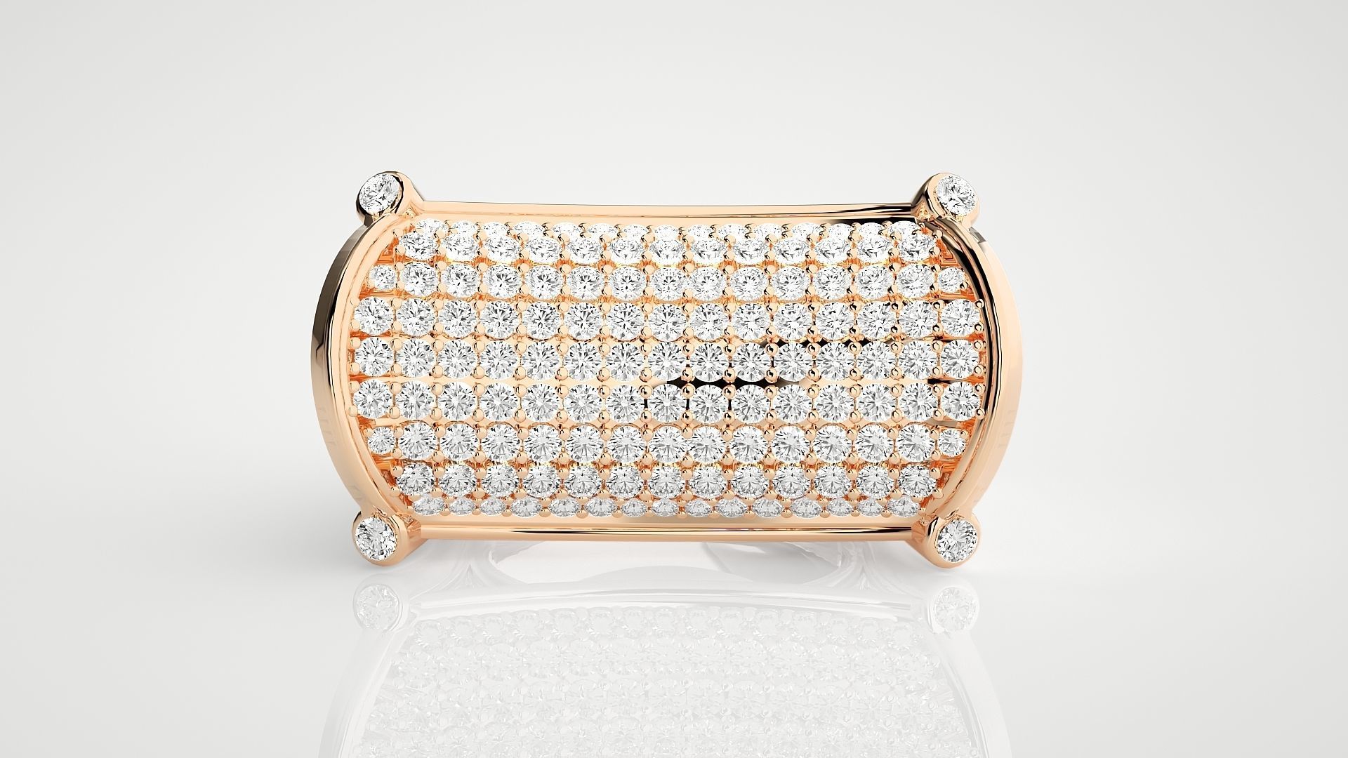 Diamond Head High Jewelry Cocktail Ring 3dm stl renders details 3D print model_4