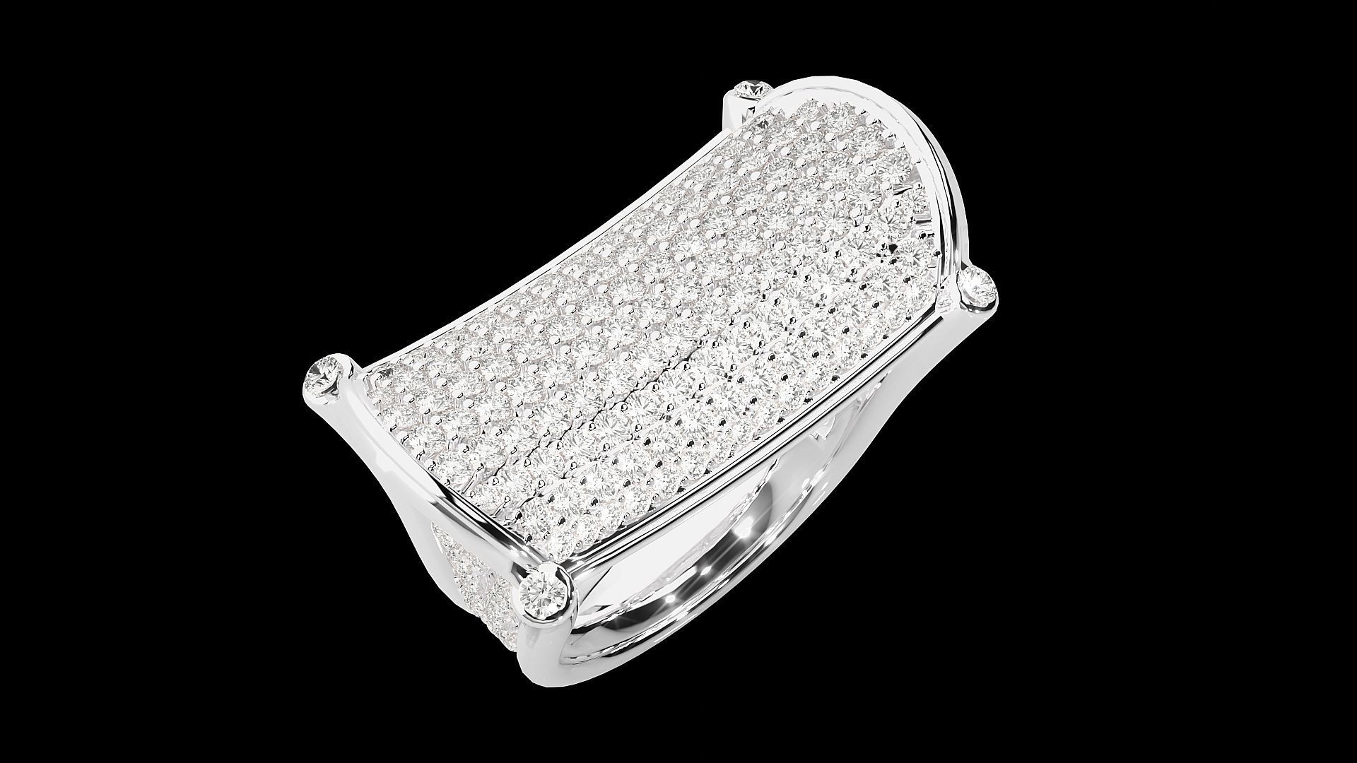 Diamond Head High Jewelry Cocktail Ring 3dm stl renders details 3D print model_23