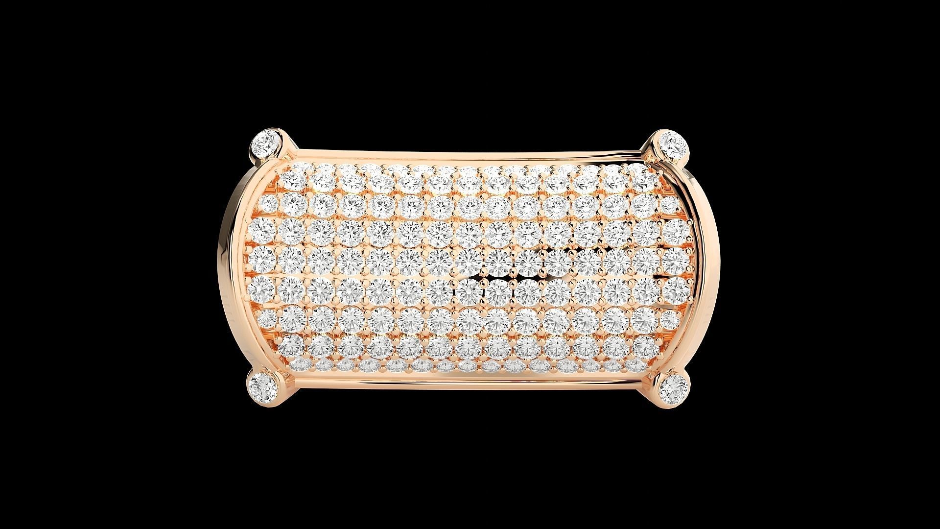 Diamond Head High Jewelry Cocktail Ring 3dm stl renders details 3D print model_8