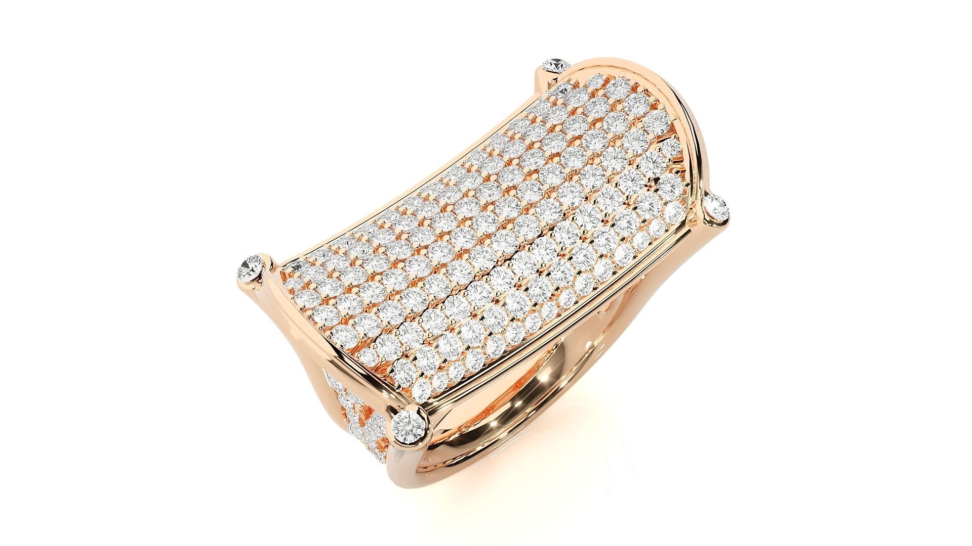 Diamond Head High Jewelry Cocktail Ring 3dm stl renders details 3D print model_1