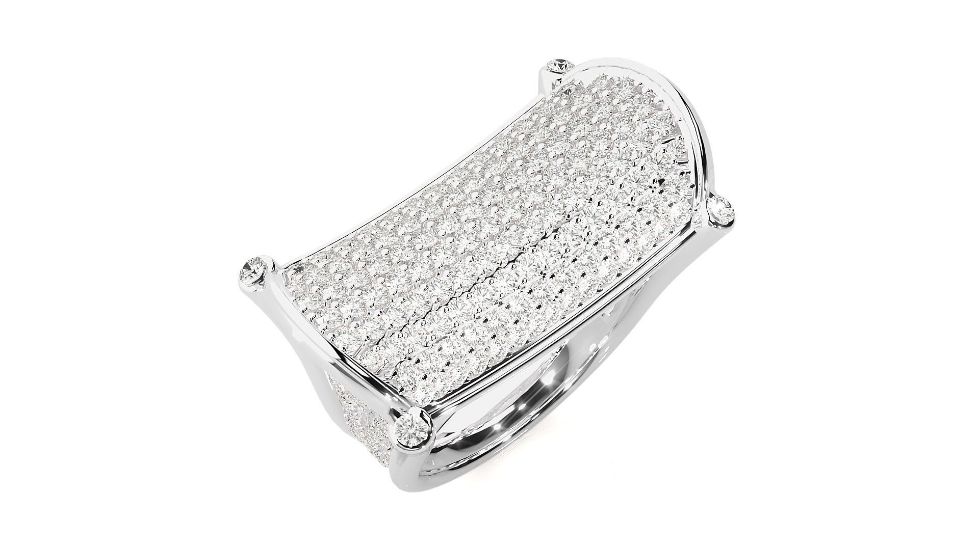 Diamond Head High Jewelry Cocktail Ring 3dm stl renders details 3D print model_17