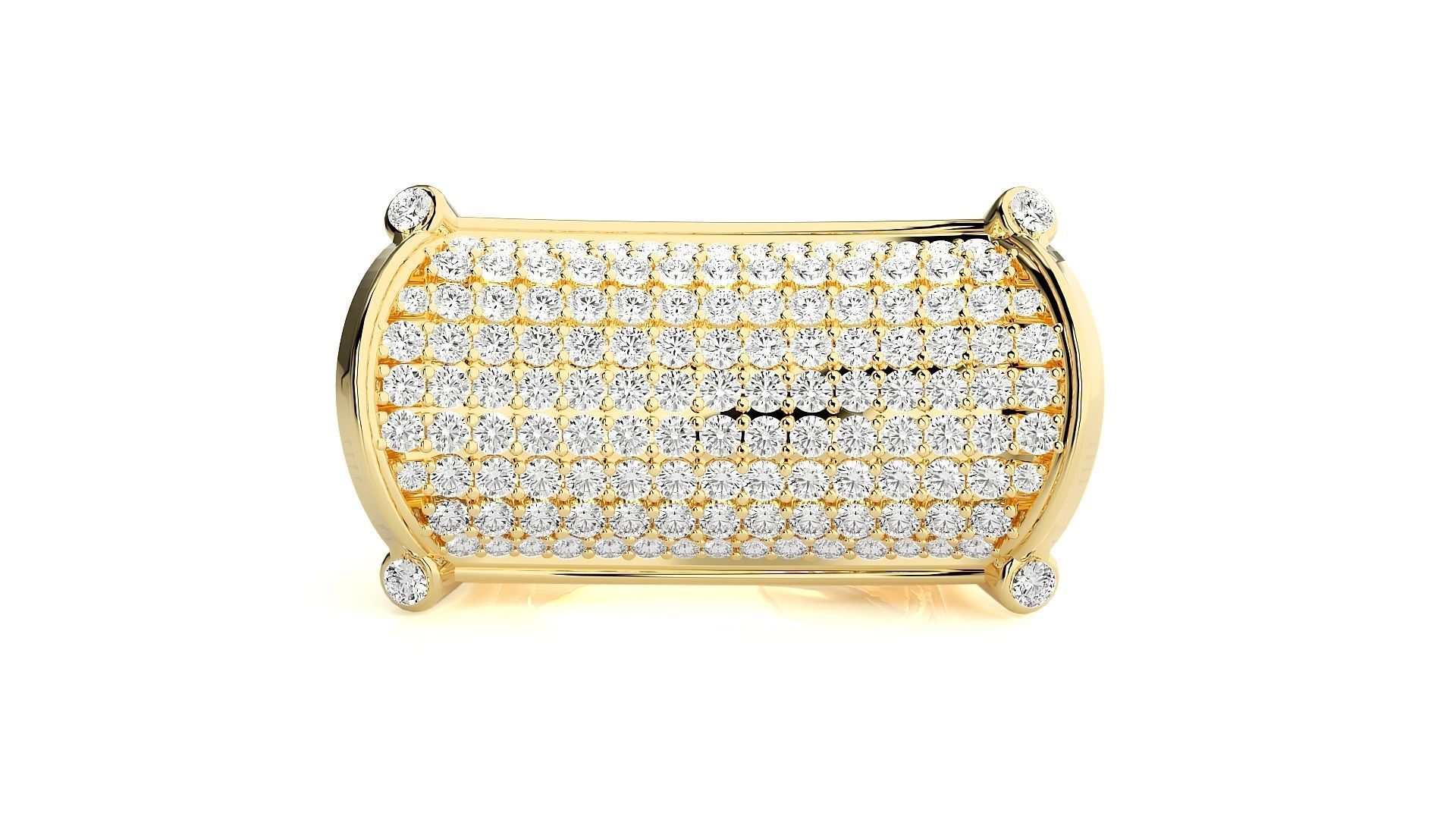 Diamond Head High Jewelry Cocktail Ring 3dm stl renders details 3D print model_25