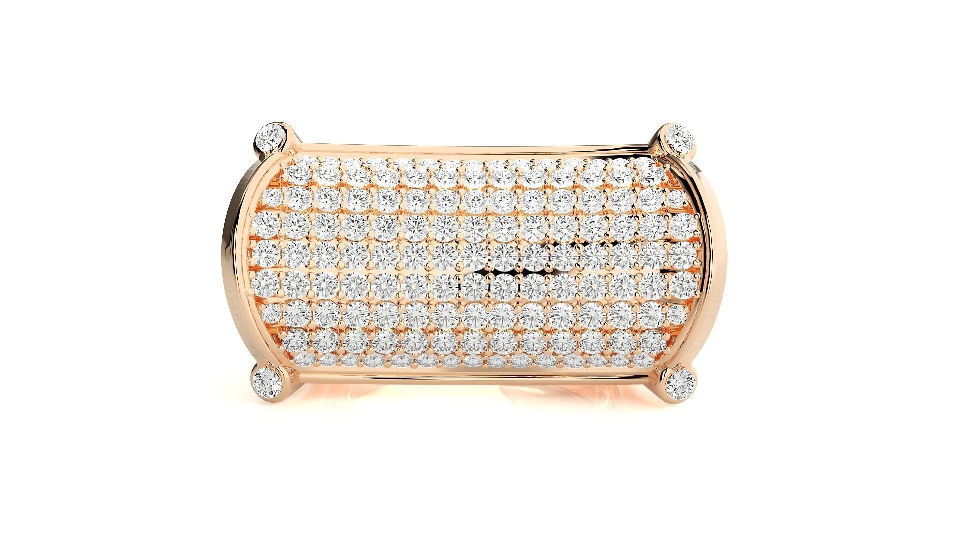 Diamond Head High Jewelry Cocktail Ring 3dm stl renders details 3D print model_3