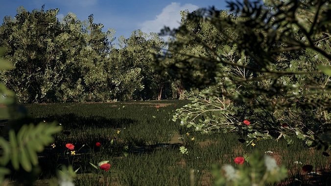 Realistic Foliage Pack - UE4 preview images Low-poly 3D model