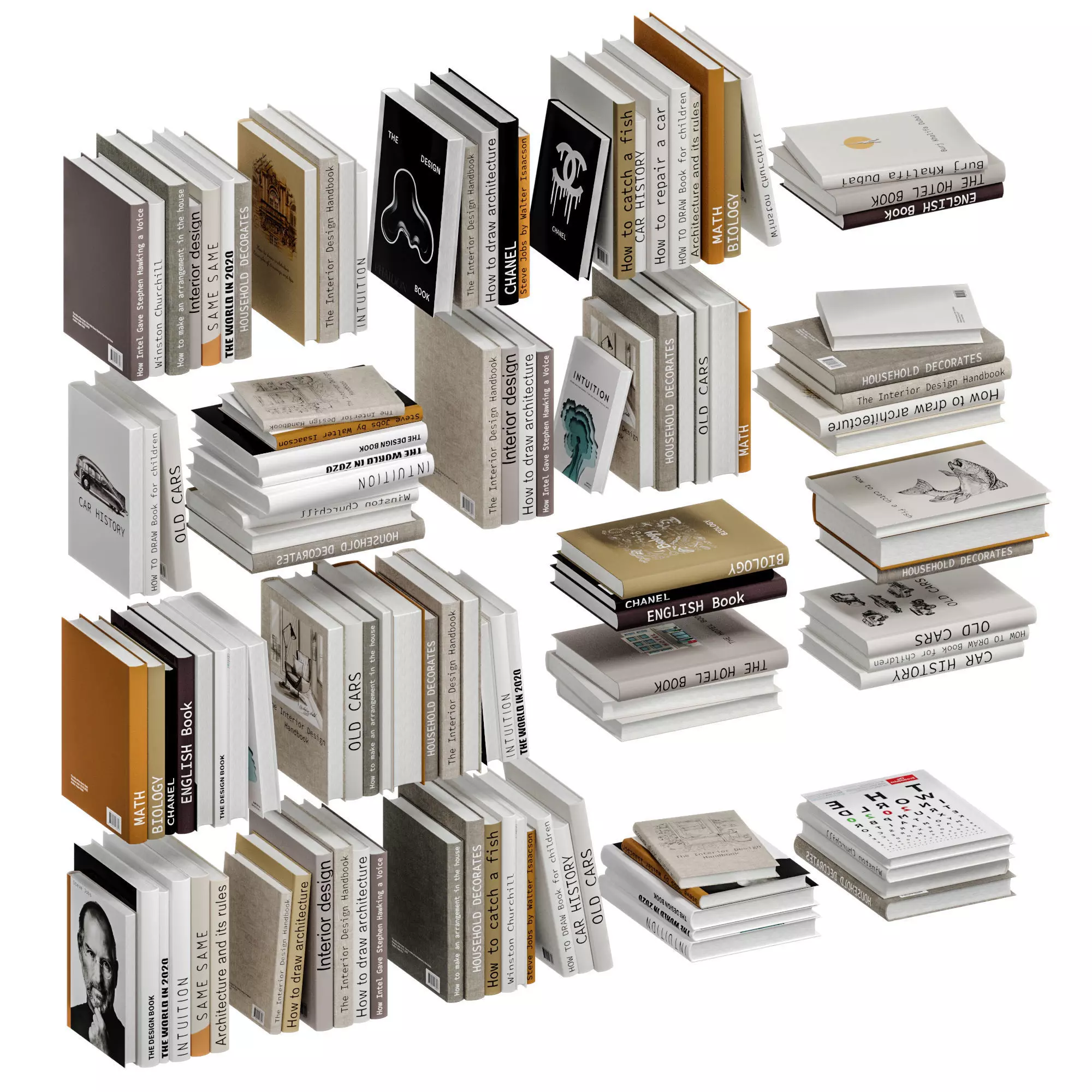 Books set 3D model_0