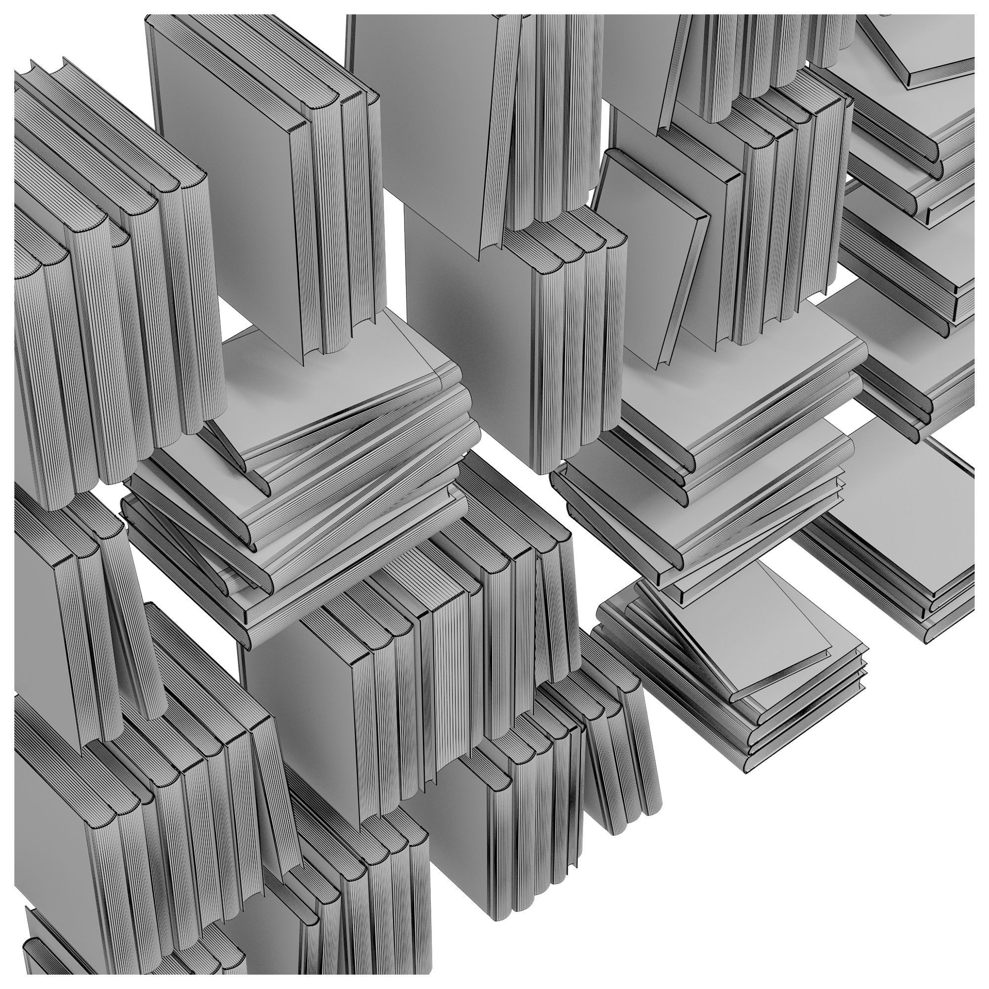 Books set 3D model_4