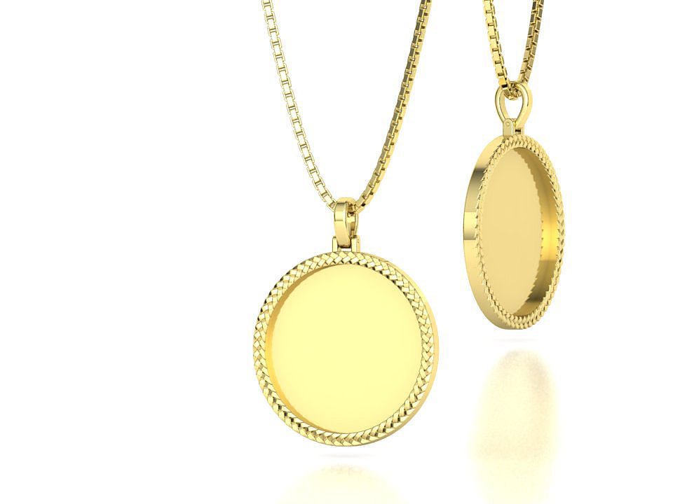 Memory Frame Pendant 30mm Round Memory Pendant 3D print model_5