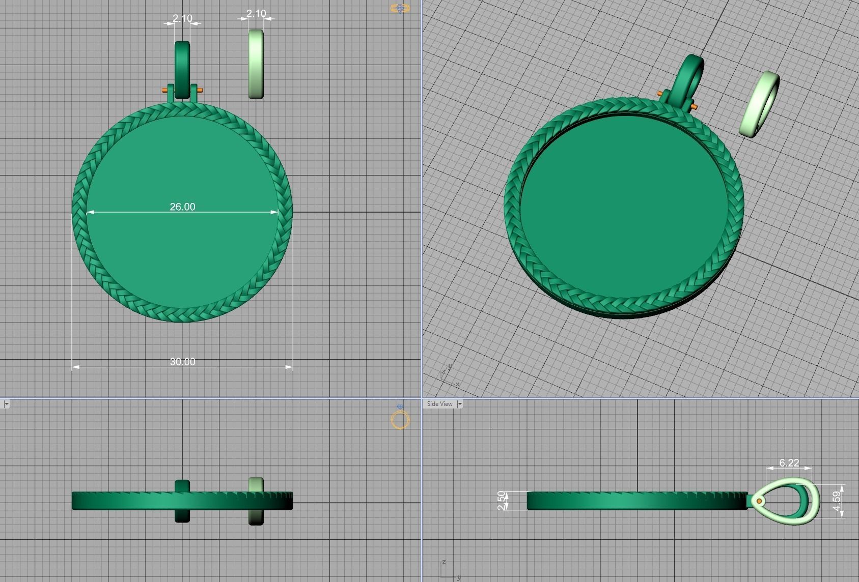 Memory Frame Pendant 30mm Round Memory Pendant 3D print model_13