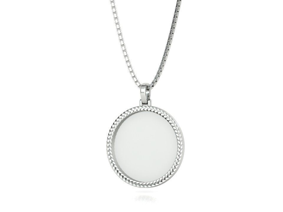 Memory Frame Pendant 30mm Round Memory Pendant 3D print model_9