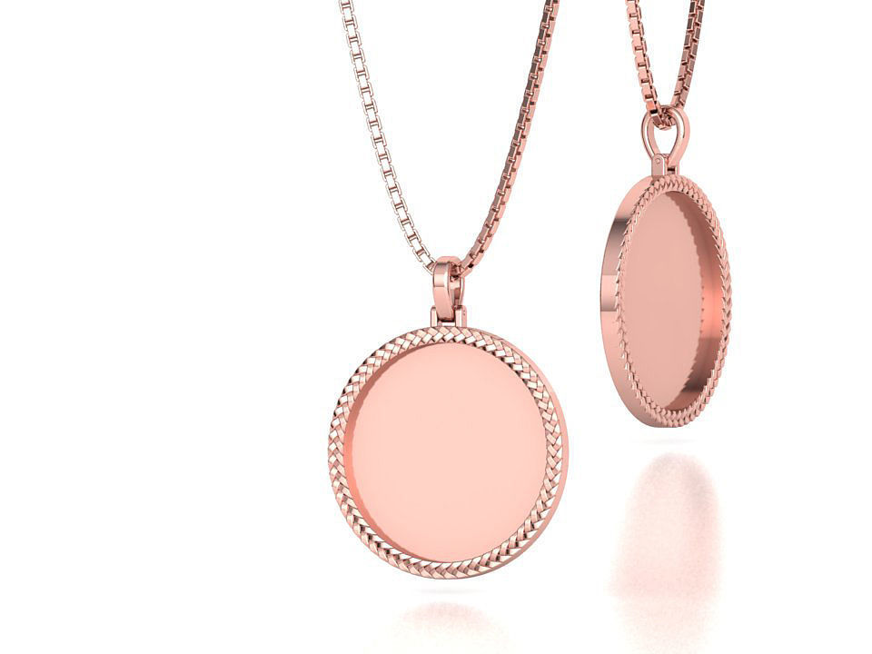 Memory Frame Pendant 30mm Round Memory Pendant 3D print model_4