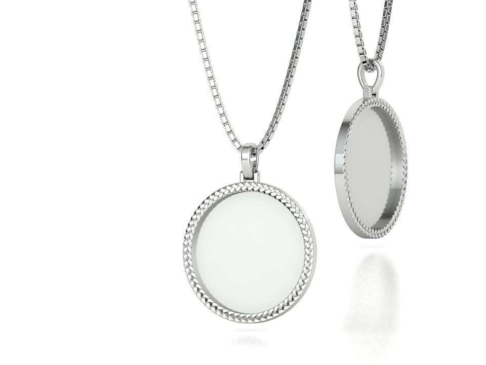Memory Frame Pendant 30mm Round Memory Pendant 3D print model_6