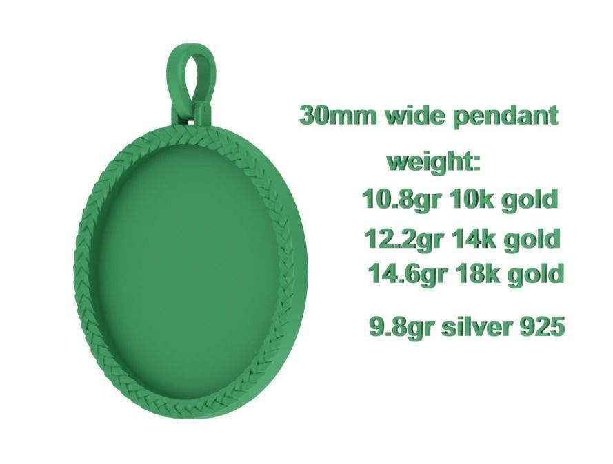 Memory Frame Pendant 30mm Round Memory Pendant 3D print model_24