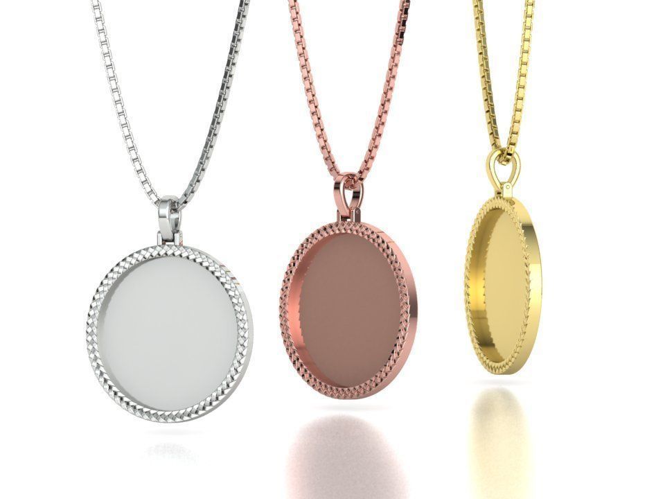 Memory Frame Pendant 30mm Round Memory Pendant 3D print model_32